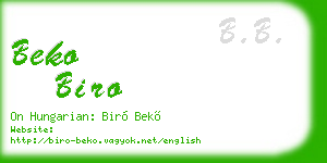 beko biro business card
